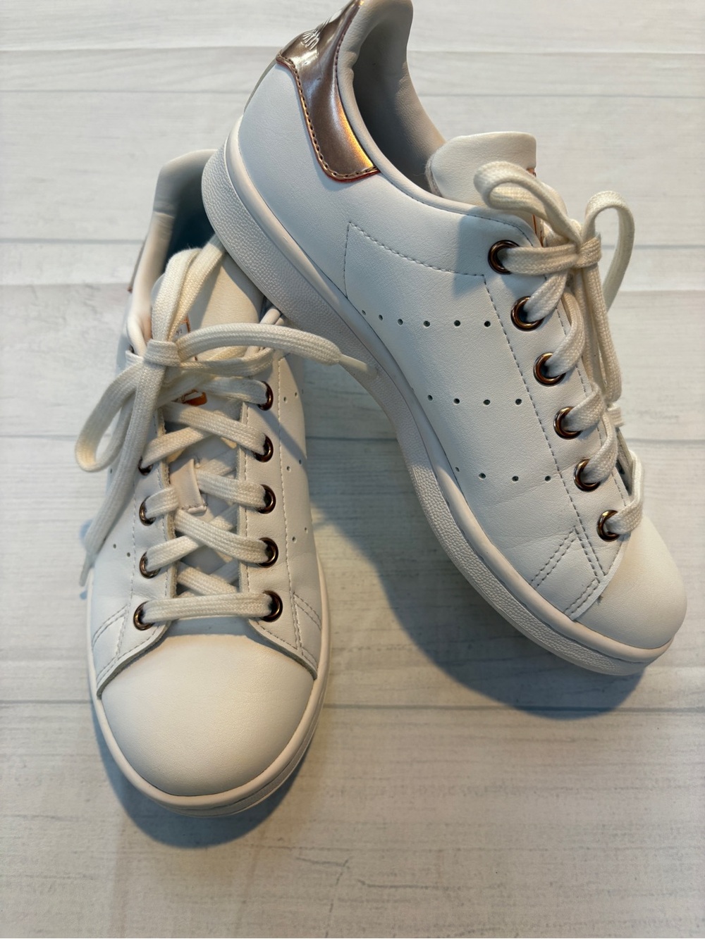 Adidas Stan Smith White and Gold Sneakers